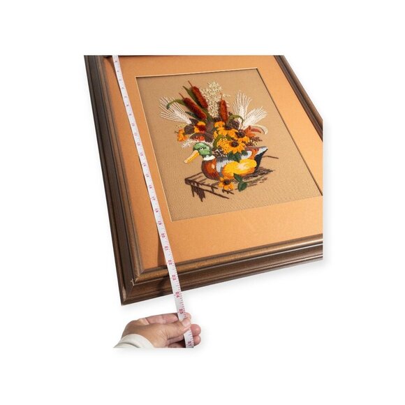 vintage crewel embroidery piece "Wooden Decoy" by The Creative Circle Duck - Picture 5 of 11